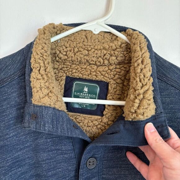 G.H. BASS & CO. ROCK RIVER LONG SLEEVE BUTTON MOCK FLEECE PULLOVER SIZE LG EUC! - Picture 6 of 9